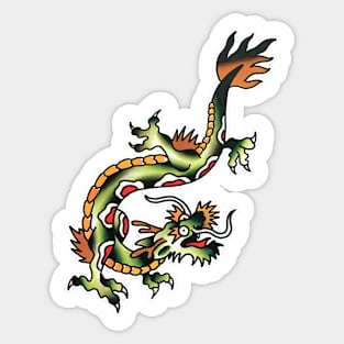 Traditional Twisting Dragon Tattoo Design Sticker